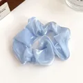 Chouchou en satin bleu clair nacré de style français avec élastique haute qualité - Rose bonbon