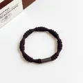 Elastic dark coffee brown lotus root hair tie with textured weave and smooth bead - Dark Coffee