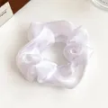 Chouchou élégant en organza blanc nacré à haute élasticité pour queues de cheval - Blanc