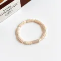 Elastic cream white ribbed hair tie with smooth connector for simple hairstyles - Beige
