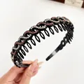 Serre-tête noir antidérapant avec strass roses et dents de maintien internes - AB Violet