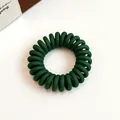 Élastique à cheveux spirale vert foncé mat type fil de téléphone sans couture durable - Vert Foncé