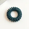 Élastique à cheveux spirale vert foncé mat avec cordon de téléphone haute élasticité - Bleu sarcelle