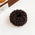Thick plush dark brown hair tie made of soft elastic fleece for high ponytails - Dark Coffee