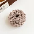 Thick plush hair tie in Morandi purple with soft curly faux fur texture for women - Grey Coffee