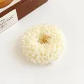 Elastic off-white plush scrunchie with soft faux fur texture for high ponytails - Off White
