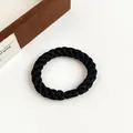 Thick black braided high elasticity hair tie with textured finish and durable connector - Black