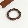 Thick braided dark brown elastic hair tie with durable knit texture and plastic closure - Dark Coffee