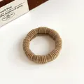 Brown ribbed high elasticity hair tie with a thick durable towel ring design - Khaki