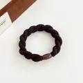 Élastique à cheveux torsadé épais en marron foncé avec boucle lisse assortie - Café Foncé