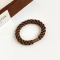 Thick coffee brown braided high-elasticity hair tie with durable seamless plastic buckle - Brown