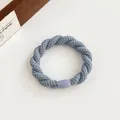 Élastique à cheveux tressé gris-bleu avec fermoir en plastique lisse assorti - Bleu