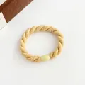 Élastique à cheveux tressé beige avec un fermoir décoratif vert pour femme - Jaune