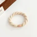 Élastique à cheveux torsadé épais beige avec connecteur en résine durable - Poche zippée
