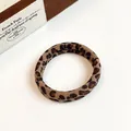 Elastic leopard print hair scrunchie in khaki velvet fabric for high ponytail - Leopard Print