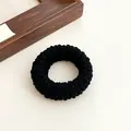 Durable high-elastic black knitted ponytail holder with thick ribbed texture - Black