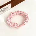 Pink and white gingham checkered hair scrunchie with cute matte pink connector tube - Light Pink