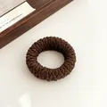 Coffee brown thick elastic hair tie with durable ribbed knitted cotton texture - Dark Coffee