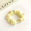 Chouchou élastique jaune clair avec perles colorées pour coiffure queue de cheval - Jaune