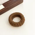 Thick dark brown knitted hair tie with ribbed texture for durable ponytail styling - Light Coffee