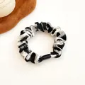 Elastic fabric hair scrunchie featuring a modern black and white zebra pattern design - 2# Black White Stripes