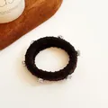 Chouchou épais élastique marron foncé avec accents de strass brillants pour femme - Café Foncé