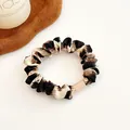 Elastic leopard print hair scrunchie with cream buckle for high ponytail - 4# Light Coffee Leopard