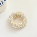 Cute pastel ruffled hair scrunchies with elastic band in soft mixed ice cream colors - Green