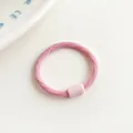 Pink elastic ribbed hair tie for toddlers with a matching pink rectangular plastic fastener - Light Pink