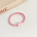 Pink macaron high elasticity hair tie with matching cylindrical buckle for girls - Pink