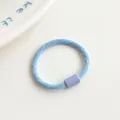 Light blue elastic hair tie with lavender rectangular buckle for kids' hair styling - Blue