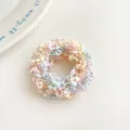 Thick elastic hair tie in pastel macrame yarn for girls ponytail hairstyle - Colorful