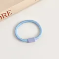 Blue braided elastic hair tie with lavender buckle for kids ponytail hairstyles - Blue