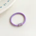 Elastic purple ribbed hair band for children with matching rectangular decorative slide - Purple