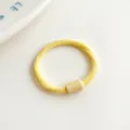 Elastic yellow ribbed hair tie for children with matching cylindrical decorative bead - Yellow