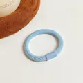 Élastique à cheveux épais bleu clair en coton tressé haute élasticité pour queue - Bleu