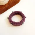 Chouchou épais violet côtelé avec strass brillants pour une haute élasticité durable - Vieux rose