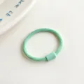 Mint green high elasticity ribbed hair tie with a smooth resin slide buckle for kids - Green