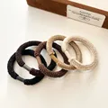 Set of 4 high-elastic braided hair ties in black, brown, and beige earthy tones - Random Mixed