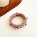 Chouchou élastique en strass rose poudré avec texture côtelée pour les cheveux - Rose Coréen