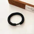 Thick black high-elasticity braided hair tie with durable fiber and seamless joint - Black