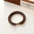 Thick dark brown high-elasticity braided hair tie for ponytails and buns - Brown