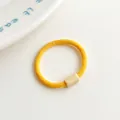 Elastic yellow threaded hair tie with cream buckle for kids, high elasticity hair accessory - Gold Yellow