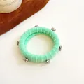 Chouchou côtelé vert menthe avec accents de strass brillants pour queue de cheval - Vert