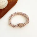 Elegant cream coffee scrunchie with heart rhinestone detail for high ponytail - Heart-Rice Coffee