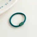 Dark green spiral elastic hair tie with matching decorative buckle for children - Dark Green
