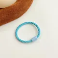 Élastique à cheveux bleu spirale pour enfants avec perle de fixation cylindrique bleue - Bleu lac
