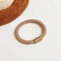 Élastique cheveux enfant haute élasticité kaki avec connecteur en résine assorti - Café Clair