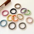 Lot de 11 élastiques à cheveux colorés de haute élasticité avec perles blanches - Mélange Aléatoire
