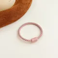 Élastique à cheveux torsadé rose pour enfants avec connecteur cylindrique mat assorti - Rose Coréen